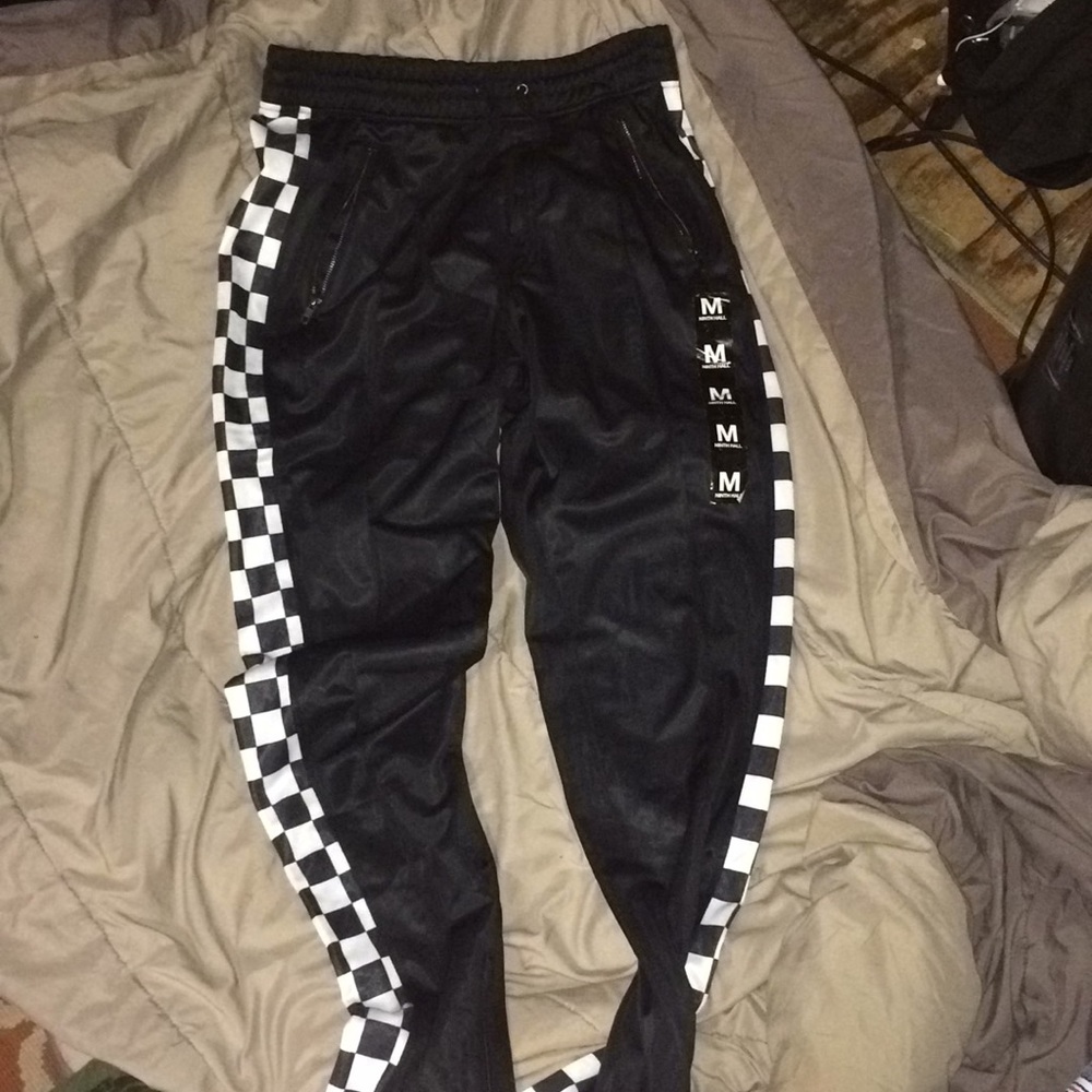 Black new Ninth Hall joggers-checkered sides